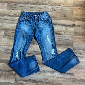Lucky Brand Women's Jeans Size 0/25 Classic Rider Boot Cut Distressed ￼Blue